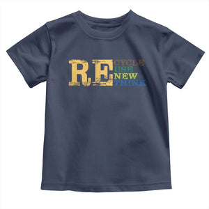 Retro Earth Day Toddler T Shirt Recycle Reuse Renew Rethink Protect Earth TS10 Navy Print Your Wear