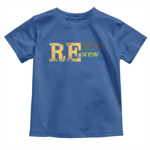 Retro Earth Day Toddler T Shirt Recycle Reuse Renew Rethink Protect Earth TS10 Royal Blue Print Your Wear