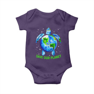 Earth Day 2025 Baby Onesie Save The Planet Sea Turtle Recycle Ocean Environment TS10 Purple Print Your Wear