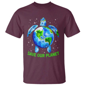 Earth Day 2025 T Shirt Save The Planet Sea Turtle Recycle Ocean Environment TS10 Maroon Print Your Wear