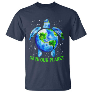 Earth Day 2025 T Shirt Save The Planet Sea Turtle Recycle Ocean Environment TS10 Navy Print Your Wear