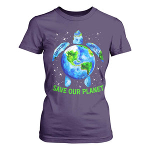Earth Day 2025 T Shirt For Women Save The Planet Sea Turtle Recycle Ocean Environment TS10 Purple Print Your Wear