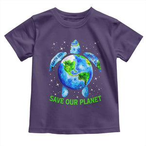 Earth Day 2025 Toddler T Shirt Save The Planet Sea Turtle Recycle Ocean Environment TS10 Purple Print Your Wear
