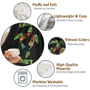 Retro Earth Day Throw Blanket Save Our Planet Sea Turtle Recycle Ocean Environment TS10 Print Your Wear