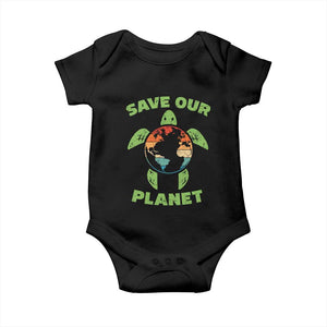Retro Earth Day Baby Onesie Save Our Planet Sea Turtle Recycle Ocean Environment TS10 Black Print Your Wear