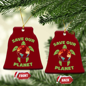 Retro Earth Day Ceramic Ornament Save Our Planet Sea Turtle Recycle Ocean Environment TS10 Print Your Wear