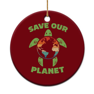 Retro Earth Day Ceramic Ornament Save Our Planet Sea Turtle Recycle Ocean Environment TS10 1pc Red Print Your Wear