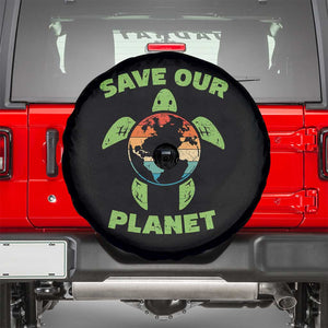 Retro Earth Day Spare Tire Cover Save Our Planet Sea Turtle Recycle Ocean Environment TS10 Black Print Your Wear