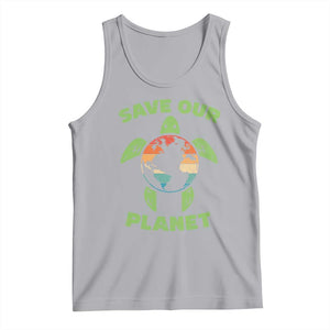 Retro Earth Day Tank Top Save Our Planet Sea Turtle Recycle Ocean Environment TS10 Athletic Heather Print Your Wear