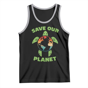 Retro Earth Day Tank Top Save Our Planet Sea Turtle Recycle Ocean Environment TS10 Black Athletic Heather Print Your Wear