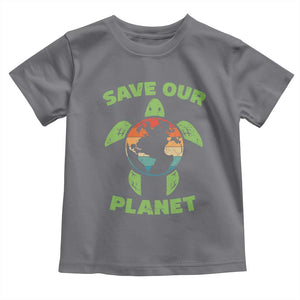 Retro Earth Day Toddler T Shirt Save Our Planet Sea Turtle Recycle Ocean Environment TS10 Charcoal Print Your Wear