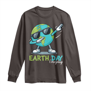 Dabbing Earth Day Long Sleeve Shirt Everyday Positive Vibes Nature Lover Gifts TS10 Dark Chocolate Print Your Wear