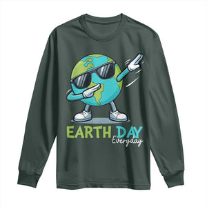 Dabbing Earth Day Long Sleeve Shirt Everyday Positive Vibes Nature Lover Gifts TS10 Dark Forest Green Print Your Wear