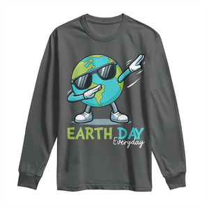 Dabbing Earth Day Long Sleeve Shirt Everyday Positive Vibes Nature Lover Gifts TS10 Dark Heather Print Your Wear