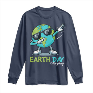 Dabbing Earth Day Long Sleeve Shirt Everyday Positive Vibes Nature Lover Gifts TS10 Navy Print Your Wear