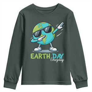 Dabbing Earth Day Youth Sweatshirt Everyday Positive Vibes Nature Lover Gifts TS10 Dark Forest Green Print Your Wear
