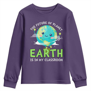 Earth Day Teachers Youth Sweatshirt Funny Classroom TS10 Purple Print Your Wear