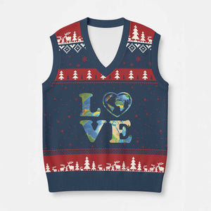 Earth Day V-Neck Knit Sweater Vest Heart Environmental Nature Recycling Lovers TS10 Navy Red Print Your Wear