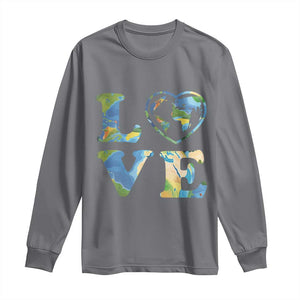 Earth Day Long Sleeve Shirt Heart Environmental Nature Recycling Lovers TS10 Charcoal Print Your Wear