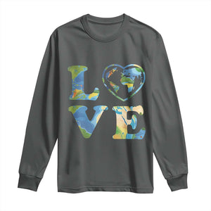 Earth Day Long Sleeve Shirt Heart Environmental Nature Recycling Lovers TS10 Dark Heather Print Your Wear