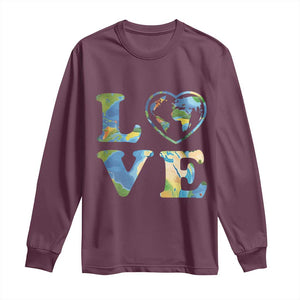 Earth Day Long Sleeve Shirt Heart Environmental Nature Recycling Lovers TS10 Maroon Print Your Wear