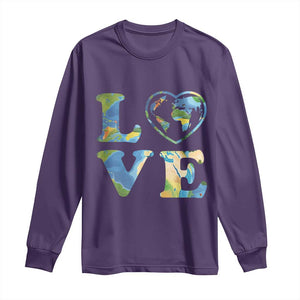 Earth Day Long Sleeve Shirt Heart Environmental Nature Recycling Lovers TS10 Purple Print Your Wear