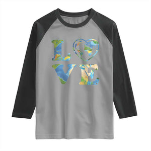 Earth Day Raglan Shirt Heart Environmental Nature Recycling Lovers TS10 Sport Gray Black Print Your Wear