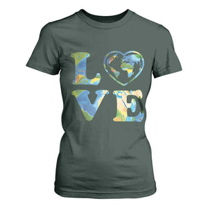 Earth Day T Shirt For Women Heart Environmental Nature Recycling Lovers TS10 Dark Forest Green Print Your Wear