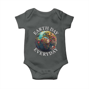 Earth Day Everyday Baby Onesie With Floral Nature Lover Climate Change TS10 Dark Heather Print Your Wear