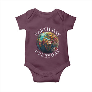 Earth Day Everyday Baby Onesie With Floral Nature Lover Climate Change TS10 Maroon Print Your Wear