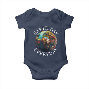Earth Day Everyday Baby Onesie With Floral Nature Lover Climate Change TS10 Navy Print Your Wear