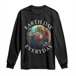 Earth Day Everyday Long Sleeve Shirt With Floral Nature Lover Climate Change TS10 Black Print Your Wear