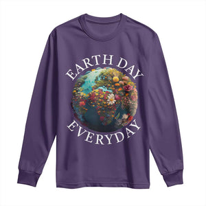 Earth Day Everyday Long Sleeve Shirt With Floral Nature Lover Climate Change TS10 Purple Print Your Wear