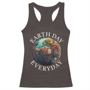 Earth Day Everyday Racerback Tank Top With Floral Nature Lover Climate Change TS10 Dark Chocolate Print Your Wear