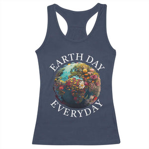 Earth Day Everyday Racerback Tank Top With Floral Nature Lover Climate Change TS10 Navy Print Your Wear