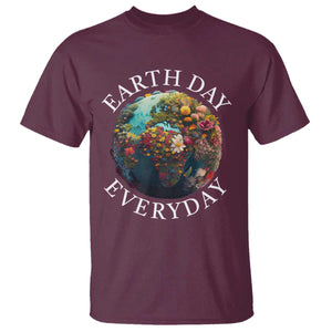 Earth Day Everyday T Shirt With Floral Nature Lover Climate Change TS10 Maroon Print Your Wear