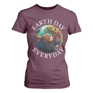 Earth Day Everyday T Shirt For Women With Floral Nature Lover Climate Change TS10 Maroon Print Your Wear