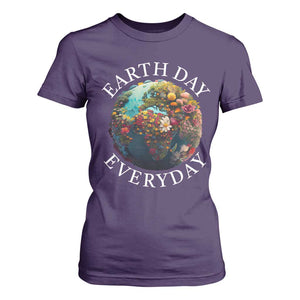 Earth Day Everyday T Shirt For Women With Floral Nature Lover Climate Change TS10 Purple Print Your Wear