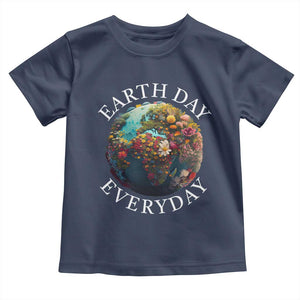 Earth Day Everyday Toddler T Shirt With Floral Nature Lover Climate Change TS10 Navy Print Your Wear
