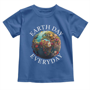 Earth Day Everyday Toddler T Shirt With Floral Nature Lover Climate Change TS10 Royal Blue Print Your Wear