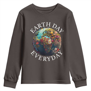 Earth Day Everyday Youth Sweatshirt With Floral Nature Lover Climate Change TS10 Dark Chocolate Print Your Wear