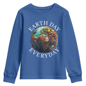 Earth Day Everyday Youth Sweatshirt With Floral Nature Lover Climate Change TS10 Royal Blue Print Your Wear