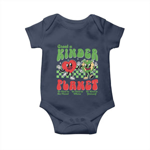Earth Day Baby Onesie Create A Kinder Planet Be Kind Earth TS10 Navy Print Your Wear