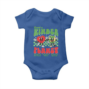 Earth Day Baby Onesie Create A Kinder Planet Be Kind Earth TS10 Royal Blue Print Your Wear