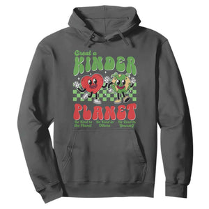 Earth Day Hoodie Create A Kinder Planet Be Kind Earth TS10 Dark Heather Print Your Wear