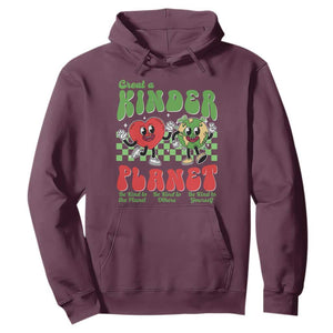 Earth Day Hoodie Create A Kinder Planet Be Kind Earth TS10 Maroon Print Your Wear
