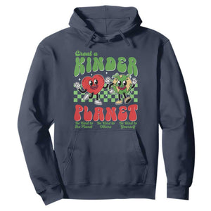 Earth Day Hoodie Create A Kinder Planet Be Kind Earth TS10 Navy Print Your Wear