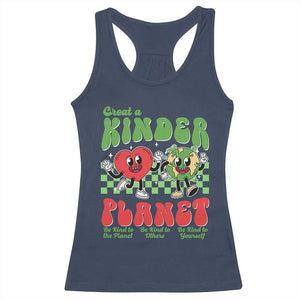 Earth Day Racerback Tank Top Create A Kinder Planet Be Kind Earth TS10 Navy Print Your Wear