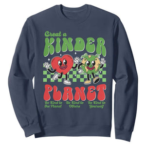 Earth Day Sweatshirt Create A Kinder Planet Be Kind Earth TS10 Navy Print Your Wear