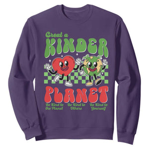 Earth Day Sweatshirt Create A Kinder Planet Be Kind Earth TS10 Purple Print Your Wear